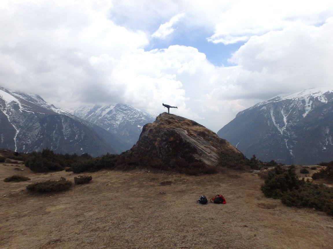 Doing yoga in the Himalayas